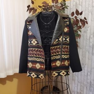 Zara Aztec Boho Moto Jacket